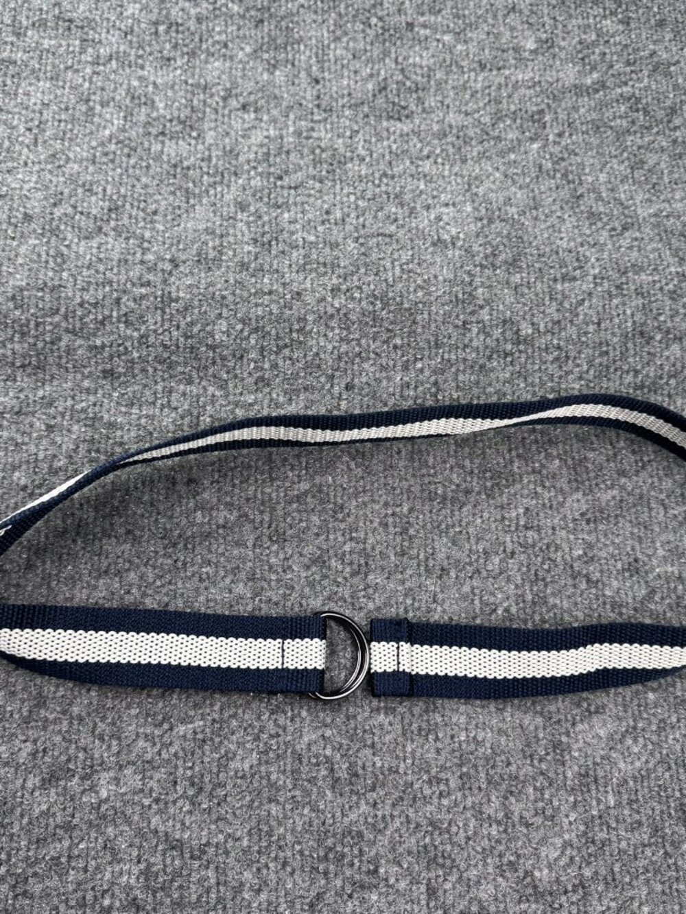 Unbranded Striped Webbing D-Ring Belt Navy White Fits Waist 28 1.5"Casual Preppy